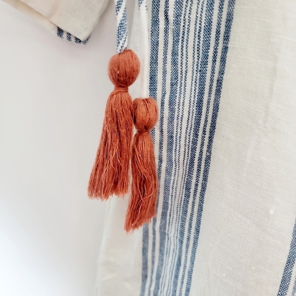 Revolve Tularosa Linen Elastic Off The Shoulders Striped Sara Dress Size M - Picture 9 of 9